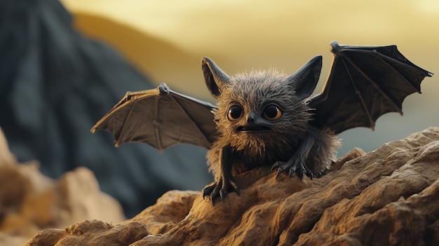 Tundra 4k Felt Stopmotion Bat met geringe scherptediepte