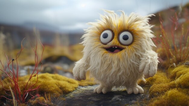 Foto tundra een speelse stop-motion monster in de noorse natuur