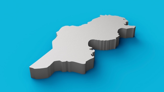 Tunesië 3D kaart Aardrijkskunde Cartografie en topologie Blauw oppervlak 3D illustratie