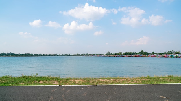 Tungkula lake with blue sky in surin thailand