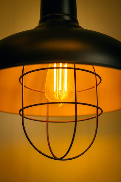 Tungsten lamp bulb, old vintage design style.