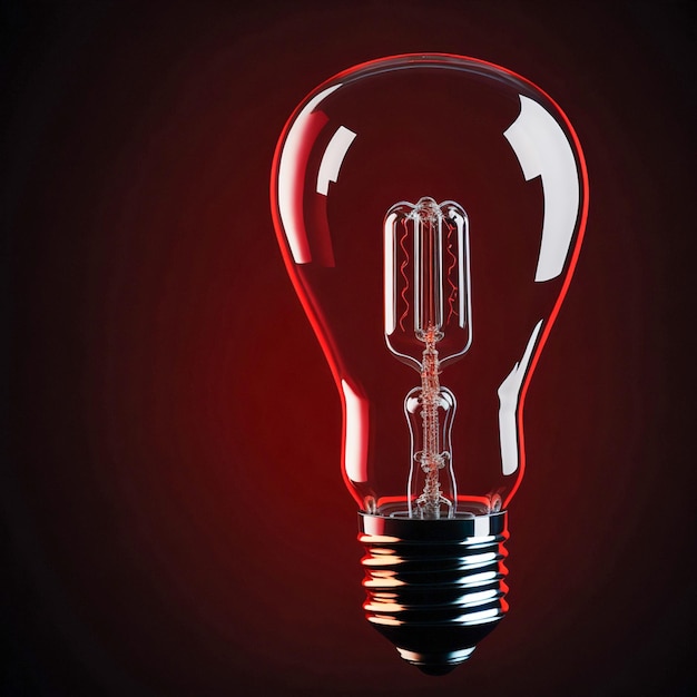 Tungsten light bulb on red background