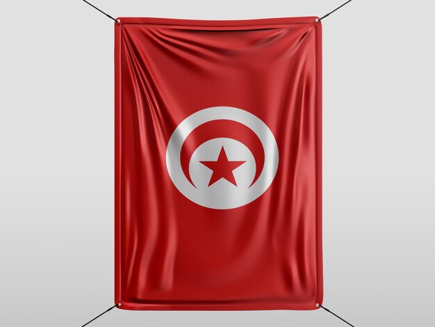 Photo tunisia of 3d render flag isolated and white background