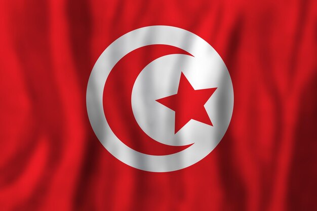 Концепция Туниса с флагом Туниса на фоне