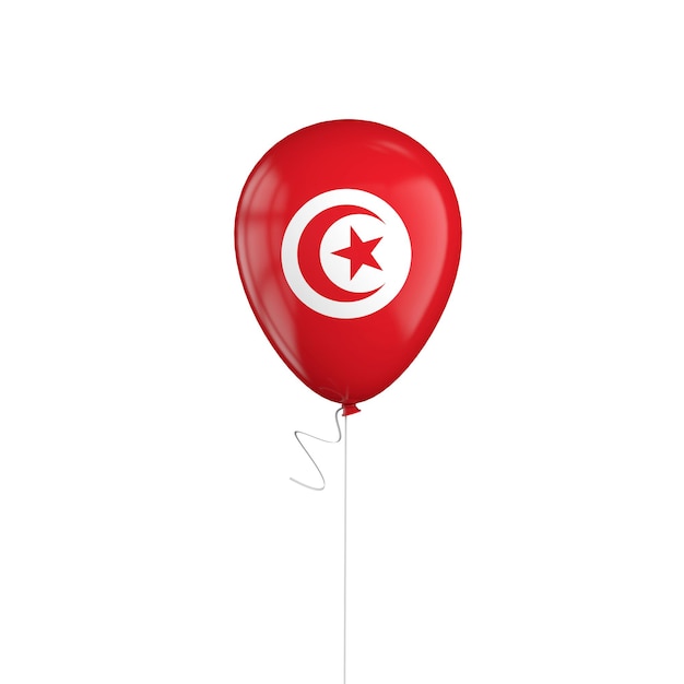 Palloncino bandiera tunisia su una stringa rendering 3d