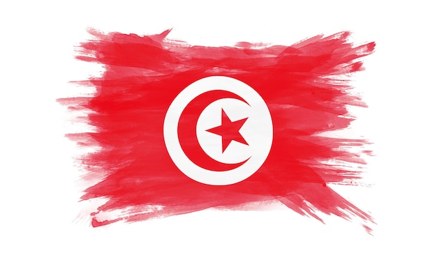 Tunisia flag brush stroke, national flag on white background