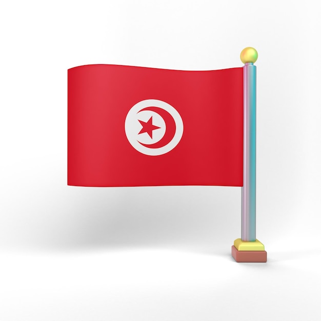 Tunisia Flag Front View In White Background