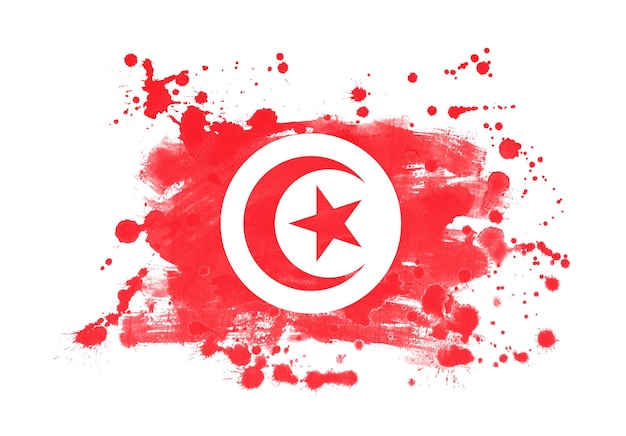 Photo tunisia flag grunge painted background