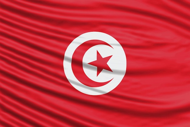 Tunisia Flag Wave Close Up, national flag background