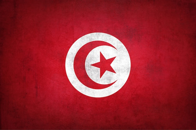 Tunisia flag with grunge texture.