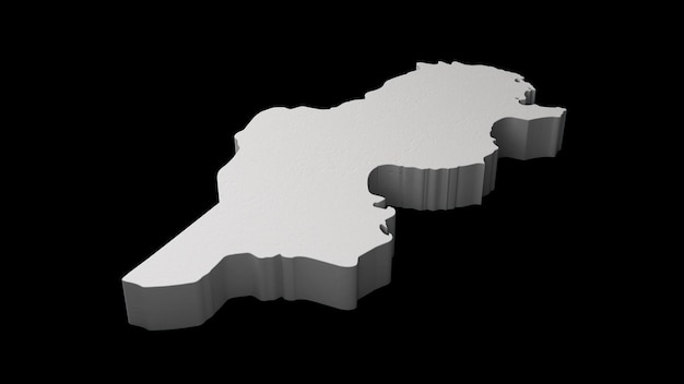 Tunisia Map With Black and White 3d illustration