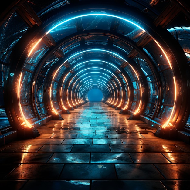 tunnel background with neon lights