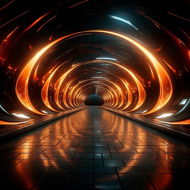 tunnel background with neon lights