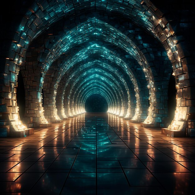 tunnel background with neon lights