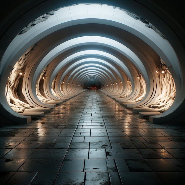 tunnel background with neon lights