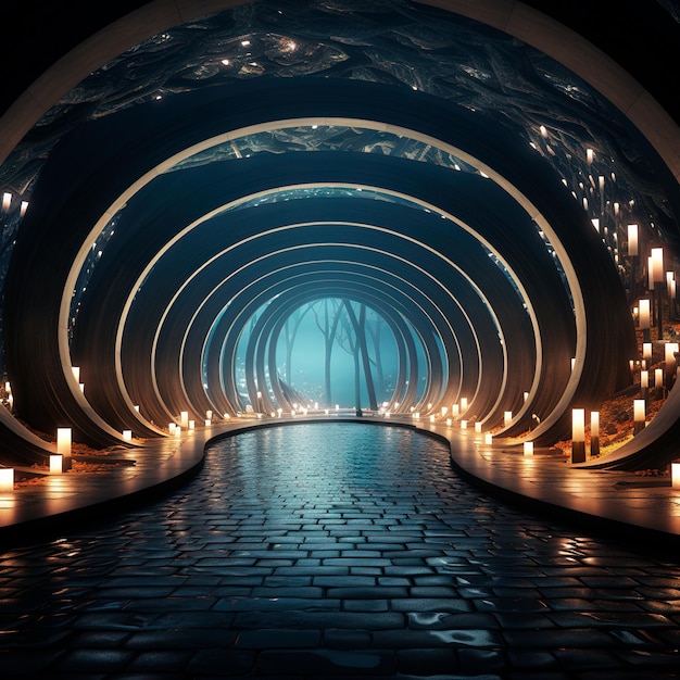 tunnel background with neon lights