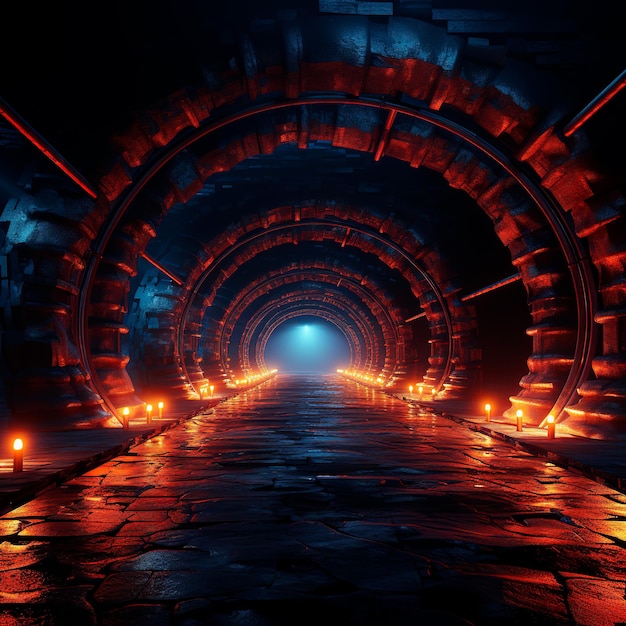 tunnel background with neon lights