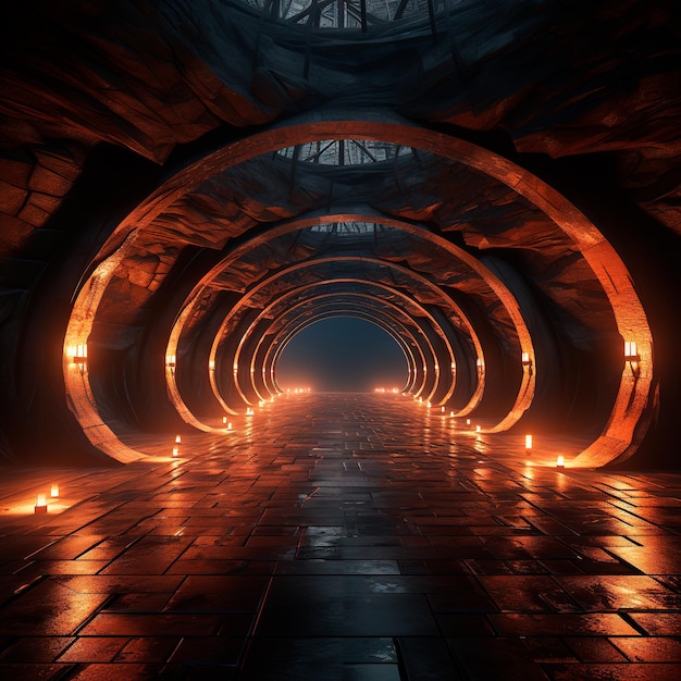 tunnel background with neon lights