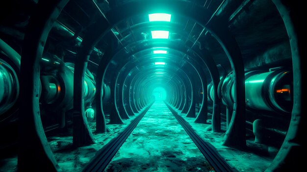 Foto il tunnel è mostrato con i binari del treno che lo attraversano al centro generative ai