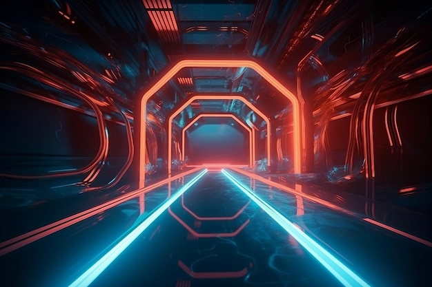 Tunnel of lights Generative AI