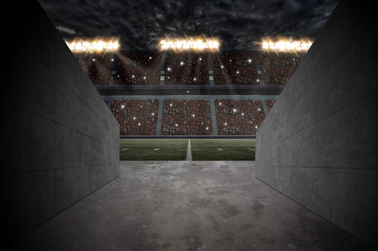 Tunnel naar een voetbalstadion.