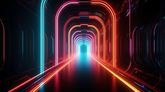 A tunnel of neon lights with the word light on it