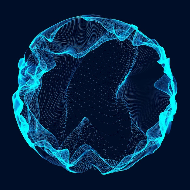 Tunnel of wormgat Abstracte bol bestaande uit punten Ruimtetijdportaal Rastertextuur 3D-rendering