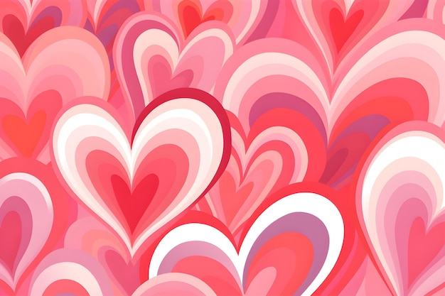 Tunnel romantic hearts in pink colors Hypnotic heart tunnel Retro psychedelic abstract background