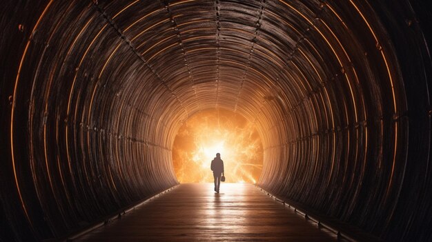 A tunnel that has a light on it