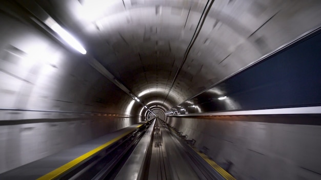 A tunnel for trains at the Zurich airport, speed & technology concept