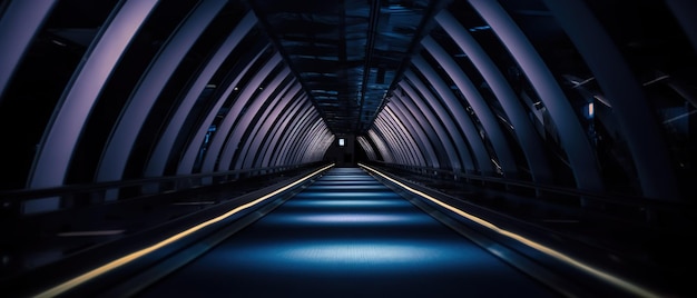 A tunnel with a blue light at the bottom
