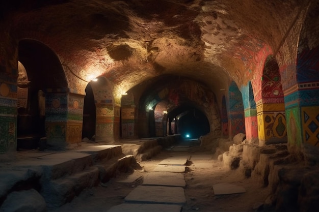 A tunnel with a colorful sign that says'the word'on it '