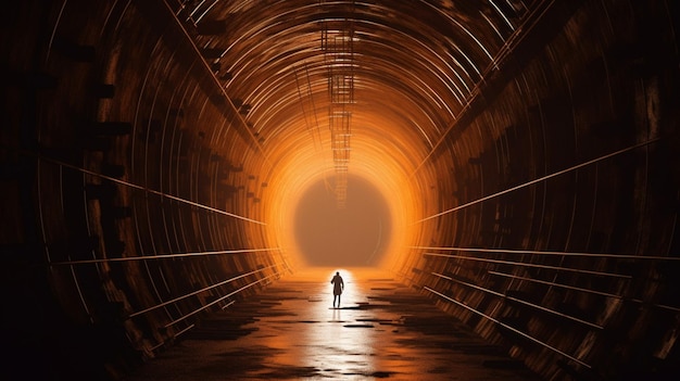 Foto un tunnel con una luce alla fine