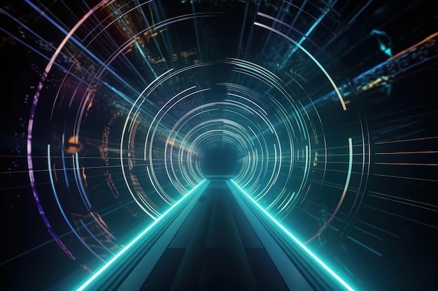 Туннель с длинным поездом, проходящим по нему генеративный ИИ