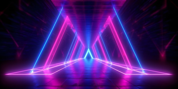 A tunnel with neon lights