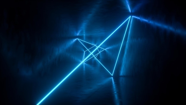 Tunnel with neon lines going through a futuristic tunnel, tech background - 3D rendering