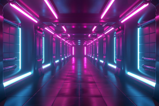 a tunnel with a purple light and a purple light on it
