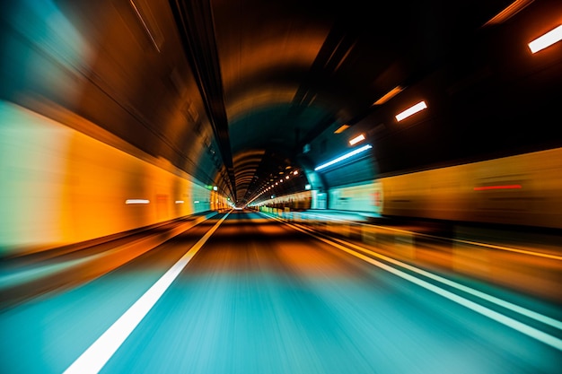 Foto un tunnel con un senso di velocità