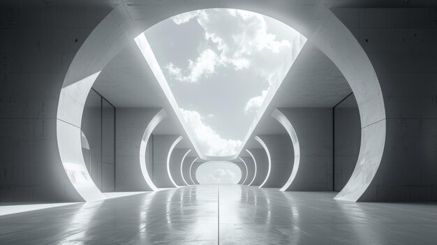 Foto tunnel con il cielo al centro