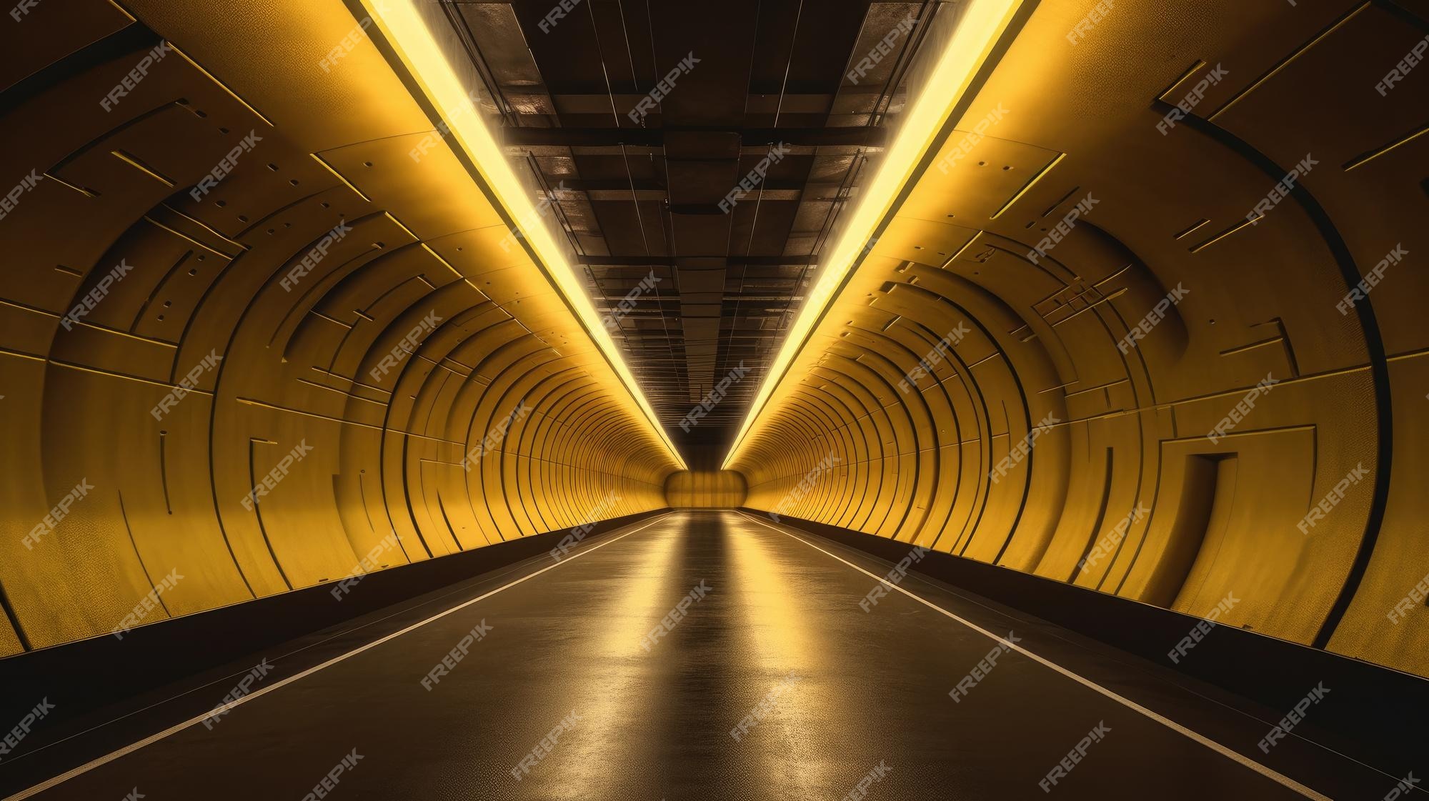 Tunnel Rush Stock Photo - Download Image Now - Yellow, Neon Lighting, Tunnel  - iStock