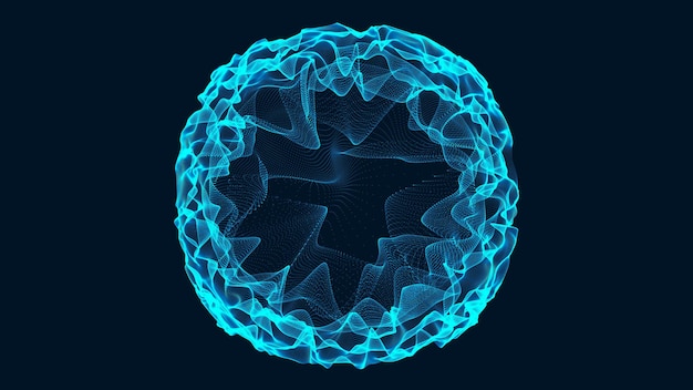 Туннель или червоточина Абстрактная сфера, состоящая из точек Портал пространства-времени Текстура сетки 3d-рендеринг