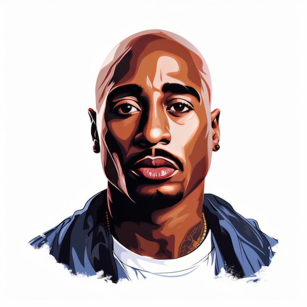 Tupac Shakur's Iconic Cartoon Face A Timeless Tribute on a White Canvas