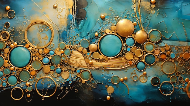 Tur closeup boat bubbles golden turquoise planets colliding dipped blue ceramic floating spheres