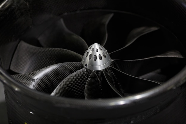 Photo turbo-jet engine of the plane, close up