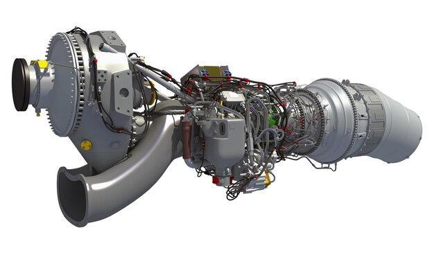 Photo turboprop aircraft engine 3d rendering