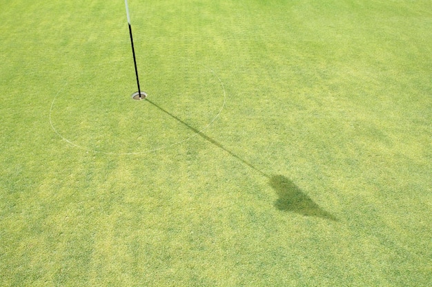 Foto aerazione del nucleo del tappeto erboso sul green golf