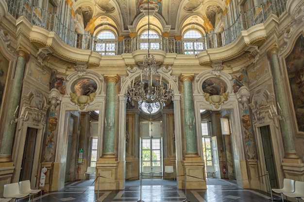 Turin Italy Baroque luxury interior with marble of Queen's Palace Villa della Regina