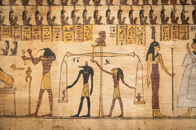 Турин Италия Египетский музей Фрагмент Книги Мертвых с погребальными формулами и папирусом заклинаний 330 г. до н.э.