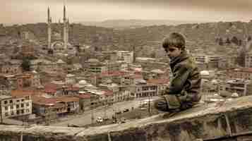 Photo turk child boy turkish city