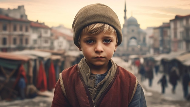 Photo turk child boy turkish city